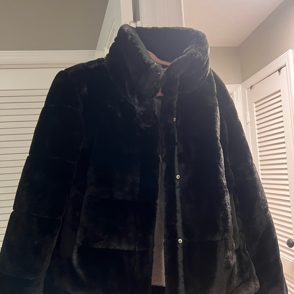 Avec Les Filles Black Faux Fur Coat